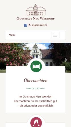 Vorschau der mobilen Webseite www.gutshaus-neu-wendorf.de, Hotel-Pension Gutshaus Neu Wendorf