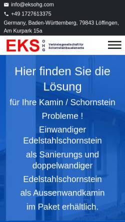 Vorschau der mobilen Webseite www.eksohg.com, E-K-S oHG Vertriebsgesellschaft für Schornsteinbauelemente