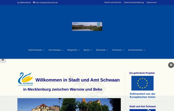 Vorschau von www.schwaan.de, Stadt und Amt Schwaan