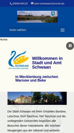 Vorschau der mobilen Webseite www.schwaan.de, Stadt und Amt Schwaan