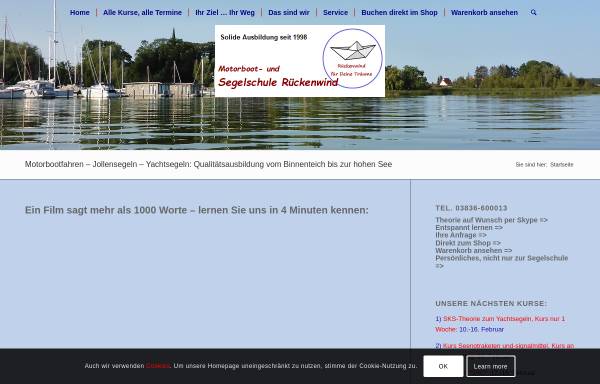 Vorschau von www.segelschule-rueckenwind.de, Segelschule Rückenwind