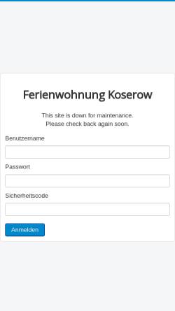 Vorschau der mobilen Webseite www.ferienwohnung-koserow.de, Ferienwohnung Schnarr