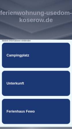 Vorschau der mobilen Webseite www.ferienwohnung-usedom-koserow.de, Ferienwohnungen Seeblick