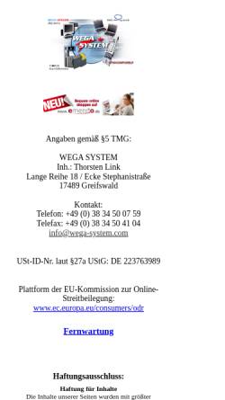 Vorschau der mobilen Webseite www.wega-system.com, Wega-System
