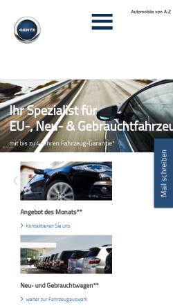 Vorschau der mobilen Webseite www.automobile-gentz.de, Automobile Uwe Gentz