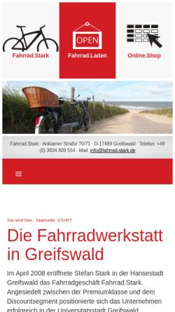 Vorschau der mobilen Webseite fahrrad-stark.de, Fahrrad Stark