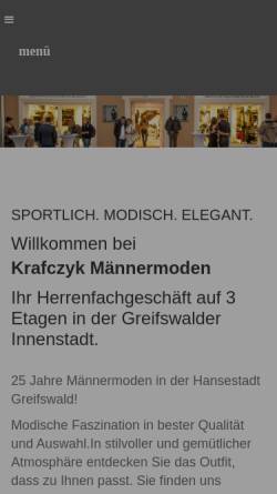 Vorschau der mobilen Webseite maennermoden.de, Männermoden Krafczyk