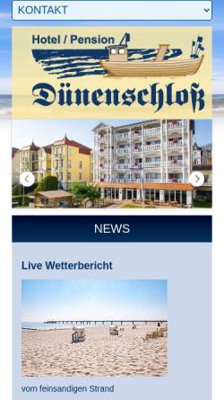 Vorschau der mobilen Webseite www.duenenschloss.de, Hotel Dünenschloss