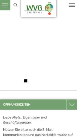 Vorschau der mobilen Webseite www.wvg-greifswald.de, Wohnungsbau- und Verwaltungsgesellschaft mbH