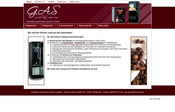 Vorschau von www.automaten-greifswald.de, Getränke Automaten Service