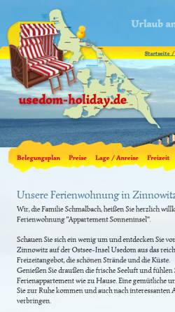 Vorschau der mobilen Webseite www.usedom-holiday.de, Ferienwohnung Schmalbach