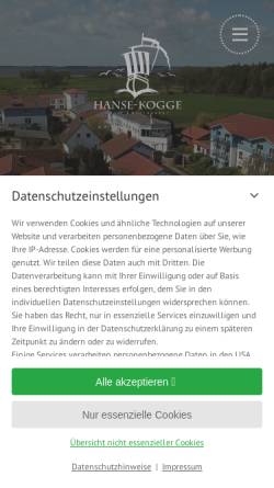 Vorschau der mobilen Webseite hotelhansekogge.de, Hotel und Restaurant Hansekogge