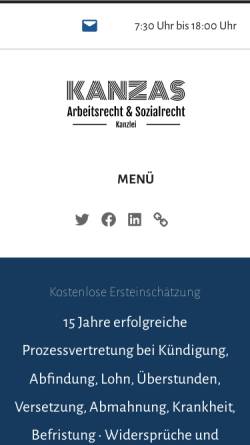 Vorschau der mobilen Webseite www.kanzas.de, KANZAS Kanzlei für Arbeitsrecht & Sozialrecht