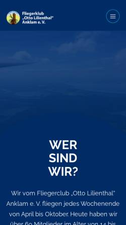 Vorschau der mobilen Webseite fliegerklub-otto-lilienthal-anklam.de, Fliegerklub Otto Lilienthal