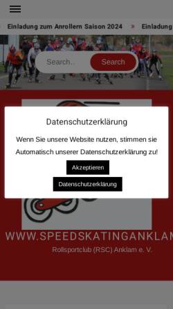 Vorschau der mobilen Webseite www.speedskatinganklam.de, RSC Anklam