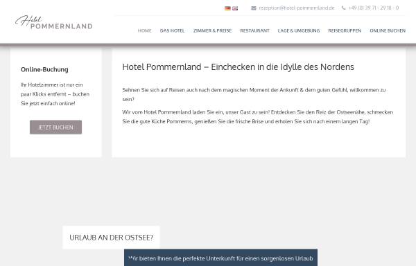 Vorschau von www.hotel-pommernland.de, Hotel Pommernland