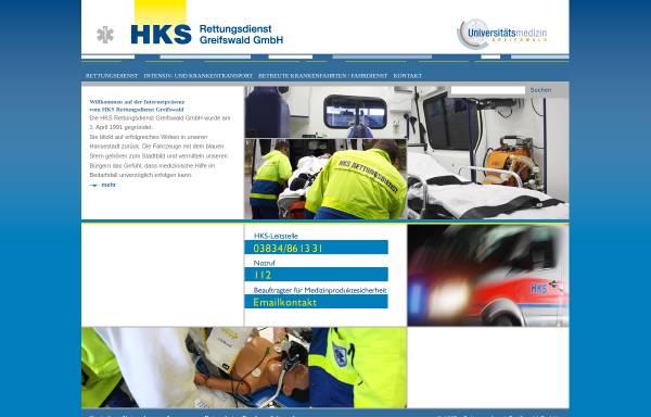Vorschau von www.hks-rettungsdienst.de, HKS Rettungsdienst Greifswald GmbH
