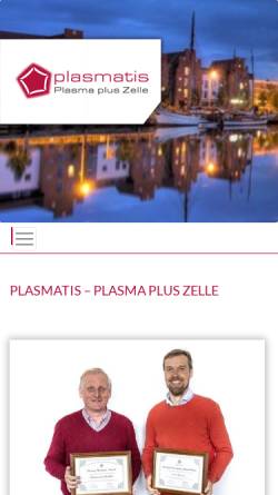 Vorschau der mobilen Webseite www.plasmatis.de, plasmatis - Plasma plus Zelle