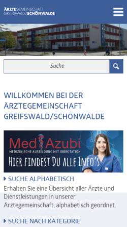 Vorschau der mobilen Webseite www.medizin-hgw.de, Ärztegemeinschaft Greifswald/Schönwalde