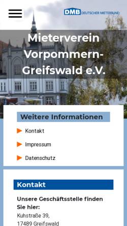 Vorschau der mobilen Webseite mieterverein-vorpommern.de, Mieterverein Vorpommern-Greifswald e. V.