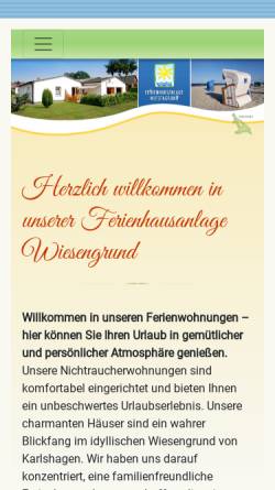 Vorschau der mobilen Webseite www.wiesengrund-usedom.de, Ferienhausanlage Wiesengrund Ewald Bluhm