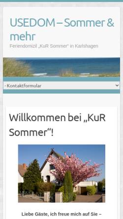 Vorschau der mobilen Webseite kur-sommer.de, Ferienunterkünfte Karin und Reinhard Sommer