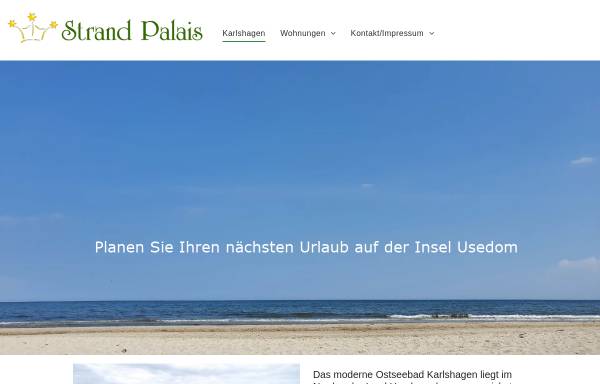 Vorschau von www.karlshagen-strandpalais.de, Ferienunterkünfte im Strandpalais