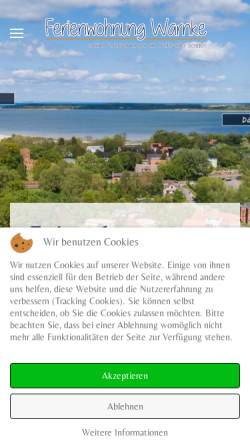Vorschau der mobilen Webseite fw-eldena.de, Ferienwohnung Warnke