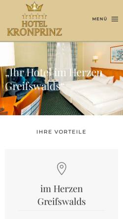 Vorschau der mobilen Webseite www.hotelkronprinz.de, Hotel Kronprinz Greifswald