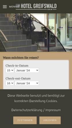 Vorschau der mobilen Webseite vchhotel-greifswald.de, VCH Hotel