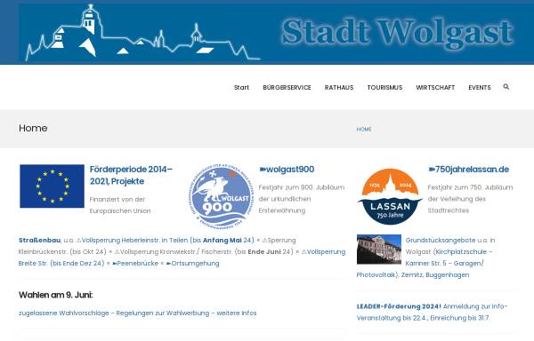 Vorschau von www.wolgast.de, Stadt Wolgast