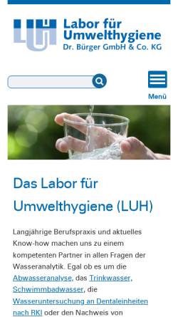 Vorschau der mobilen Webseite www.luh-buerger.de, LUH - Labor für Umwelthygiene