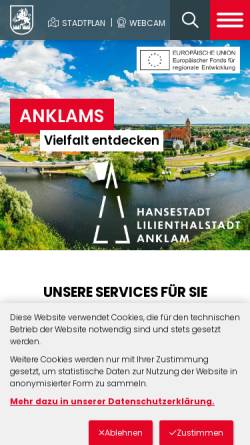 Vorschau der mobilen Webseite www.anklam.de, Stadt Anklam