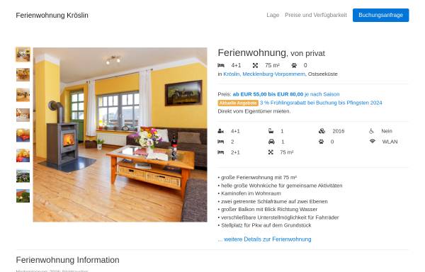 Vorschau von www.ferienwohnung-kroeslin.de, Ferienwohnung Familie Krüger