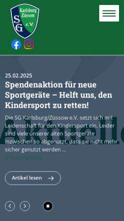 Vorschau der mobilen Webseite www.sg-karlsburg-zuessow.de, SG Karlsburg/Züssow