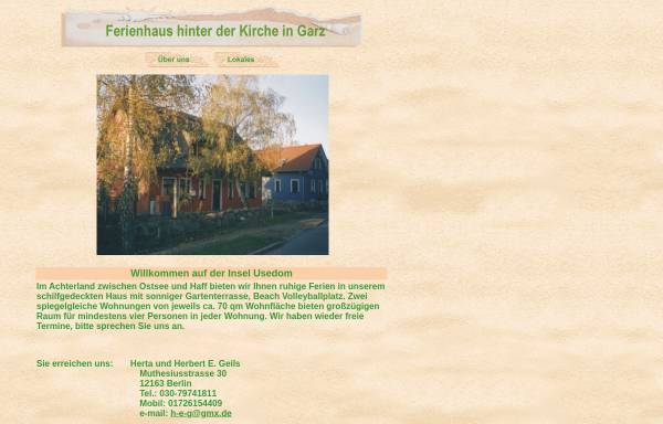 Vorschau von www.usedom-inselferien.de, Ferienhaus Geils