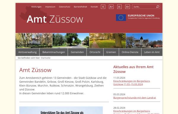 Vorschau von www.amt-zuessow.de, Amt Züssow