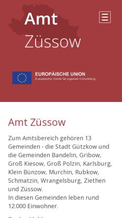 Vorschau der mobilen Webseite www.amt-zuessow.de, Amt Züssow