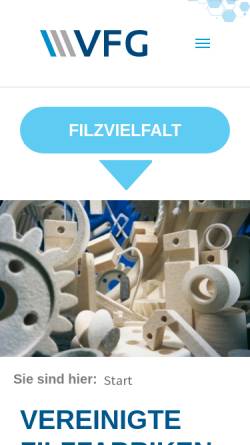 Vorschau der mobilen Webseite www.vfg.de, Vereinigte Filzfabriken AG