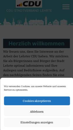 Vorschau der mobilen Webseite www.cdu-lehrte.de, CDU Lehrte