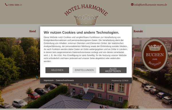 Vorschau von www.hotelharmonie-waren.de, Hotel Harmonie