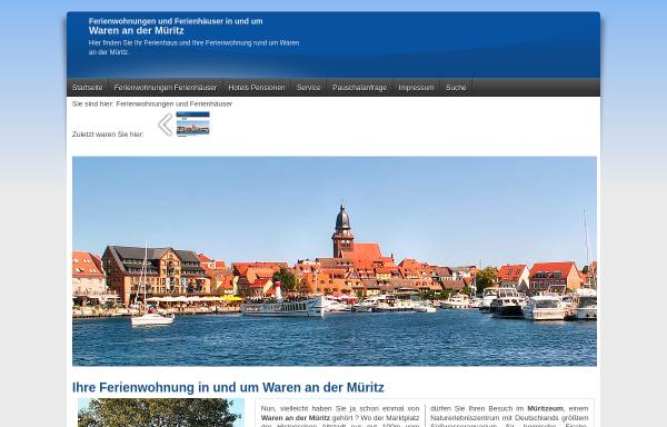Vorschau von www.fewo-in-waren.de, PrivatQuartierInfo, Inh. Thomas Rolle
