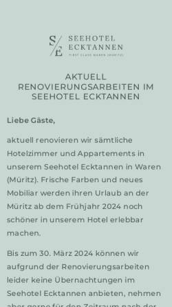 Vorschau der mobilen Webseite www.seehotel-ecktannen.de, Seehotel Ecktannen