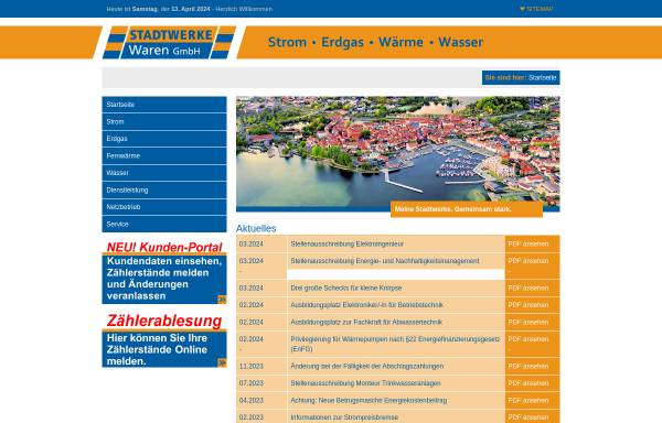 Vorschau von www.stadtwerke-waren-gmbh.de, Stadtwerke Waren GmbH