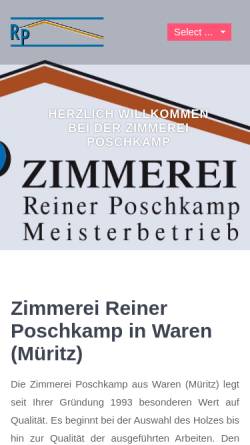 Vorschau der mobilen Webseite www.zimmerei-poschkamp.de, Zimmerei Reiner Poschkamp