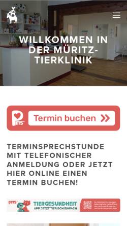 Vorschau der mobilen Webseite www.müritz-tierklinik.de, Müritz-Tierklinik, Tierarztpraxis Dr. Nietz