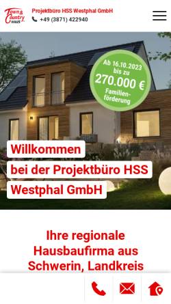 Vorschau der mobilen Webseite www.hss-westphal.de, Projektbüro HSS Westphal GmbH