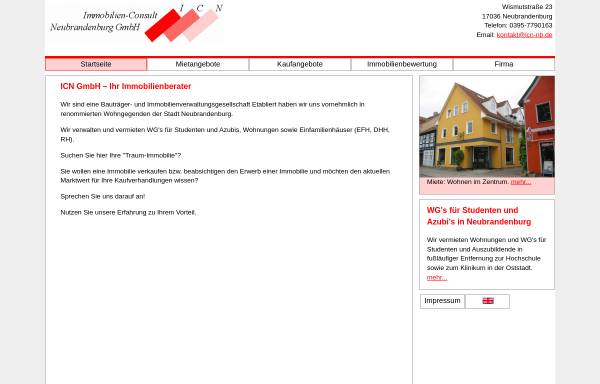 Vorschau von www.icn-nb.de, Immobilien Consult Neubrandenburg GmbH