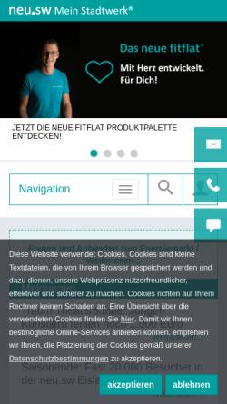 Vorschau der mobilen Webseite www.neu-sw.de, Neubrandenburger Stadtwerke GmbH