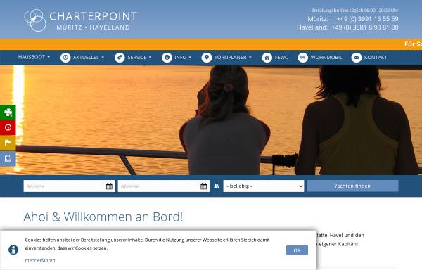 Vorschau von www.charterpoint-mueritz.de, Charterpoint Müritz